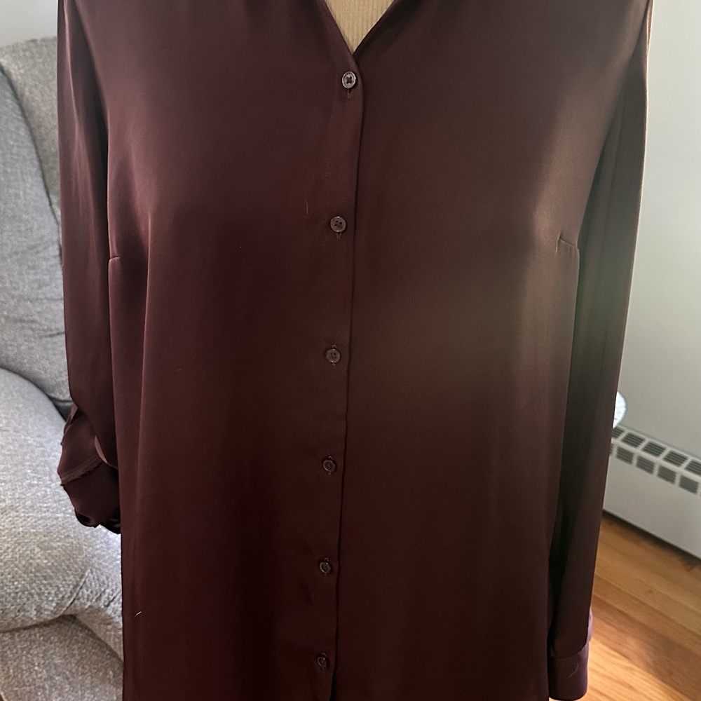 Women's Long-Sleeve Button Front Blouse - Plum